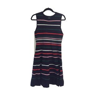 Vince Camuto Holiday Color Striped Fit & Flare Sweater Dress Medium